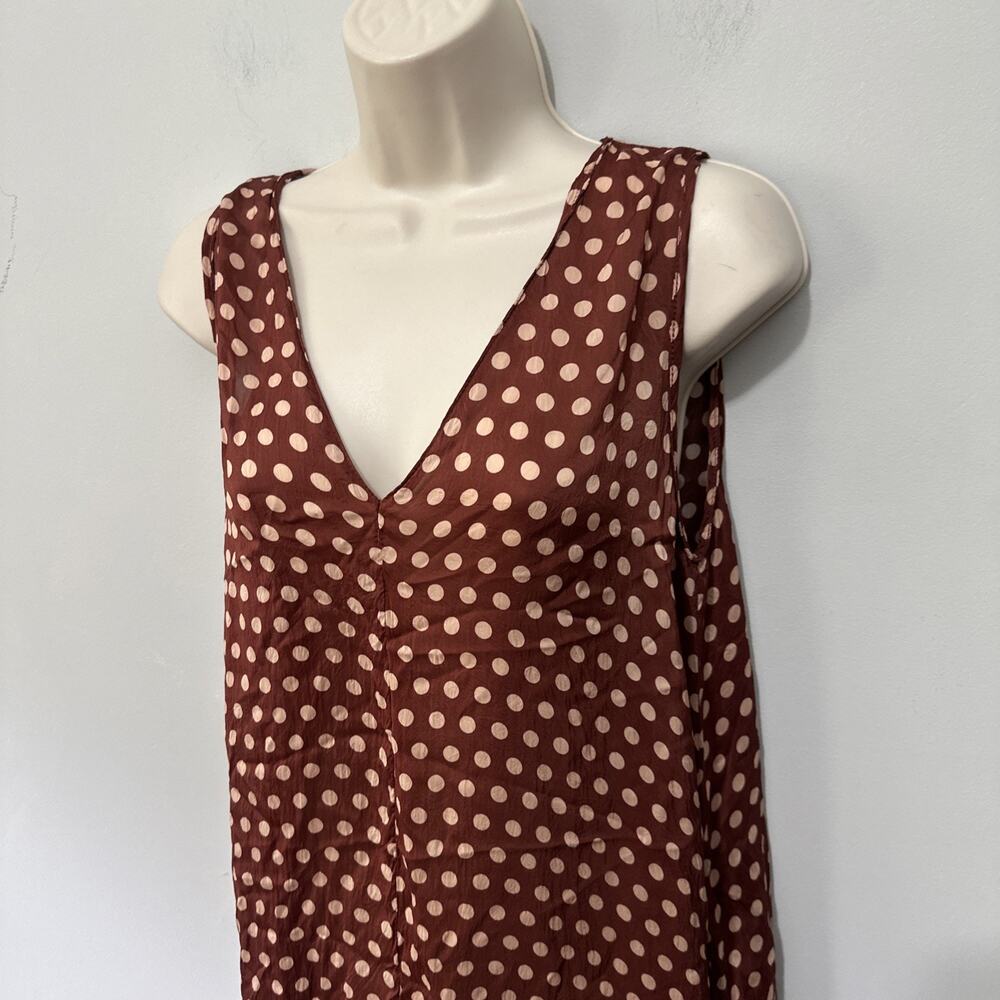 Natalie Martin Dress Womens Large Brown Polka Dot Maxi A-Line Shift Boho Chic - Picture 4 of 12